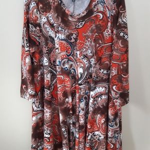 LBISSE Orange/Brown/Turquoise Swing Top